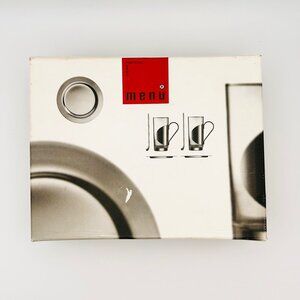 Skagen 'MENU' Irish Coffee Glass Set W/ Stainless Steel Spoons & Coasters NIB